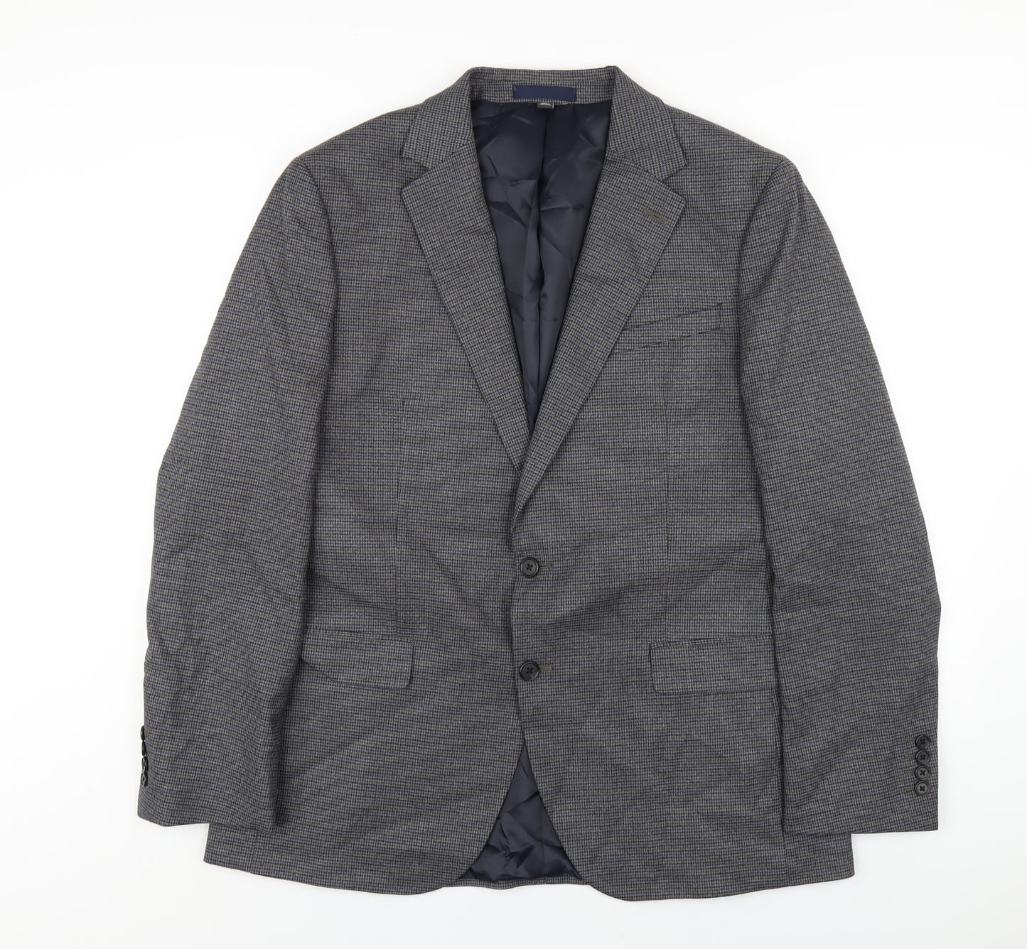 Marks and Spencer Mens Grey Geometric Polyester Jacket Blazer Size 42 Regular