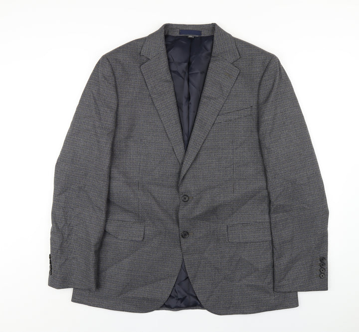 Marks and Spencer Mens Grey Geometric Polyester Jacket Blazer Size 42 Regular