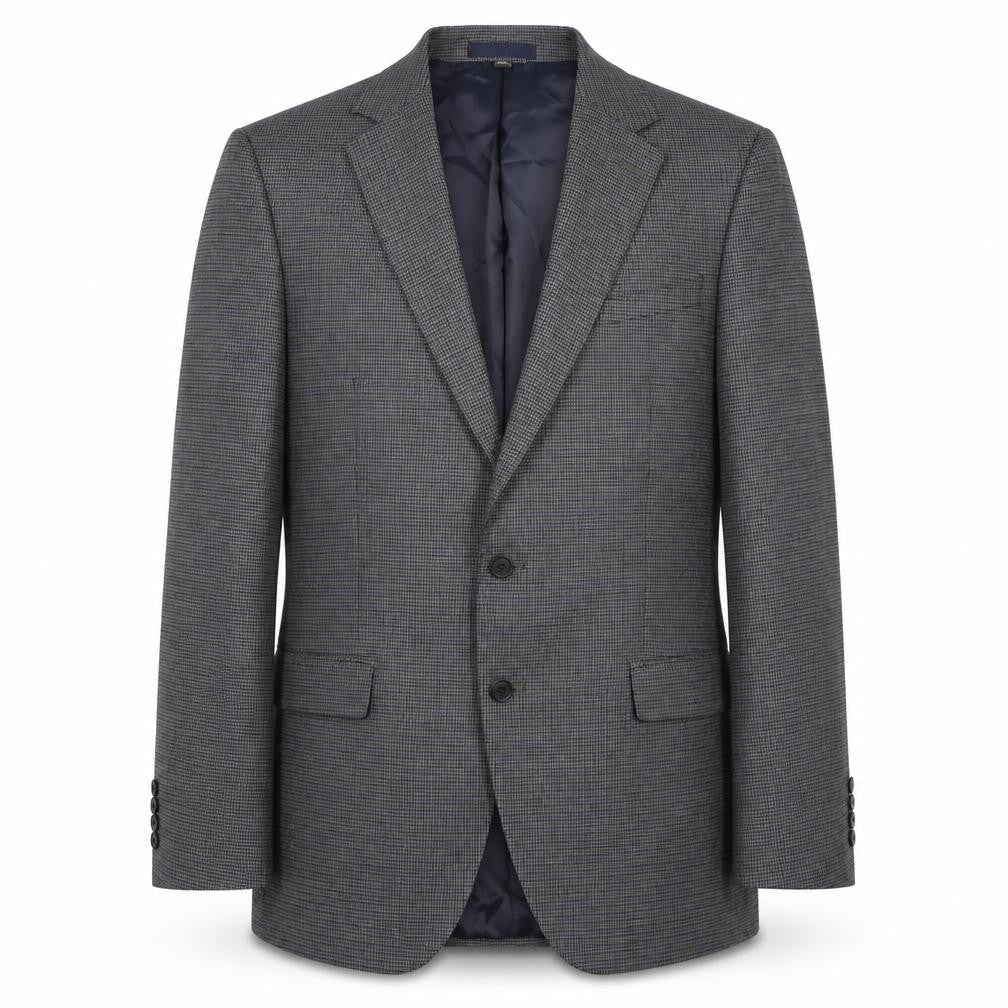 Front view of Marks & Spencer men’s grey geometric polyester jacket blazer, size 42, regular