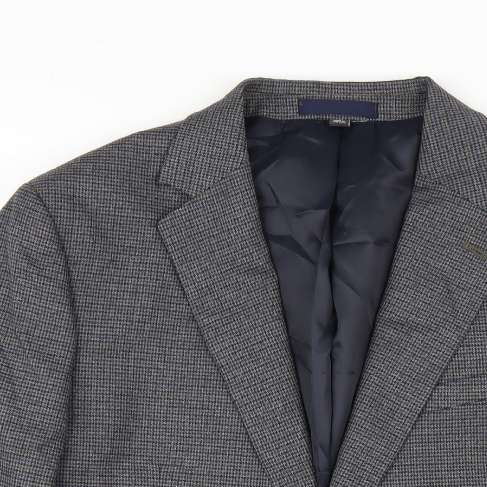 Marks and Spencer Mens Grey Geometric Polyester Jacket Blazer Size 42 Regular