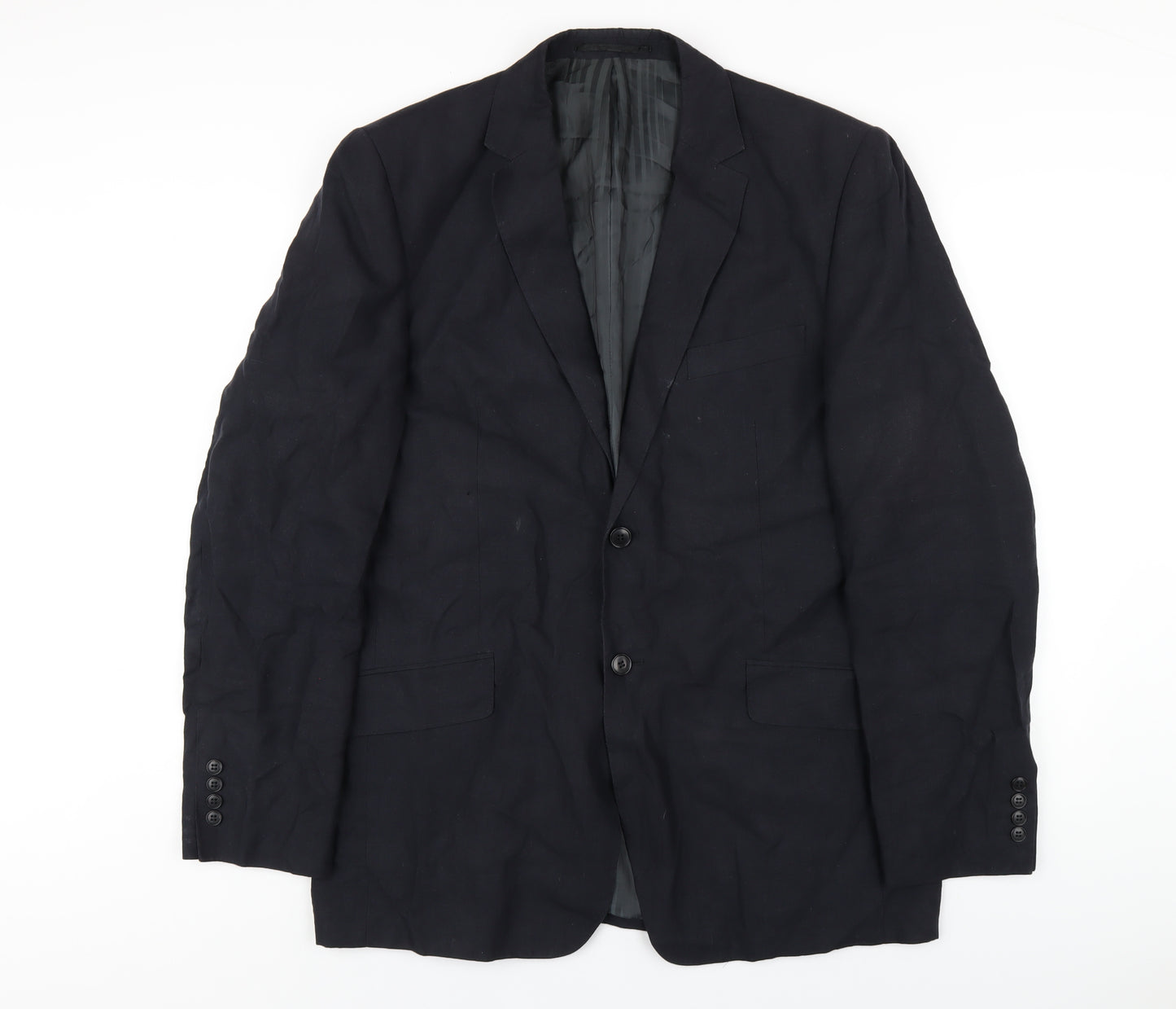 Fellini Mens Blue Linen Jacket Blazer Size 42 Regular
