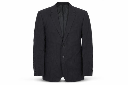 Front view of Fellini men’s blue linen jacket blazer, size 42, regular