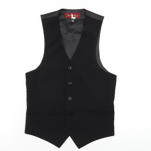 Five Horse Mens Black Polyester Jacket Suit Waistcoat Size XS Regular
