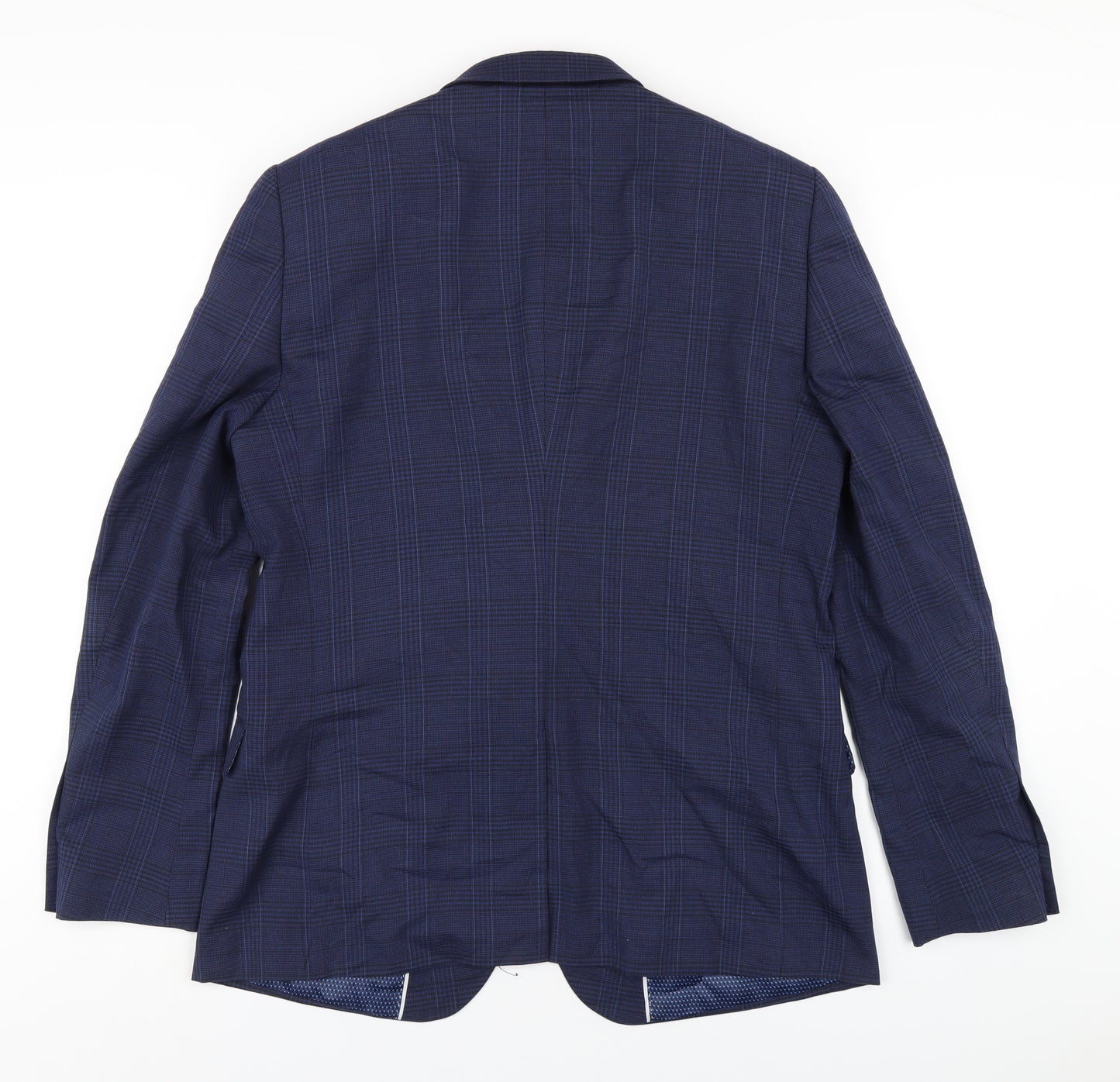 Burton Mens Blue Plaid Polyester Jacket Blazer Size 42 Regular