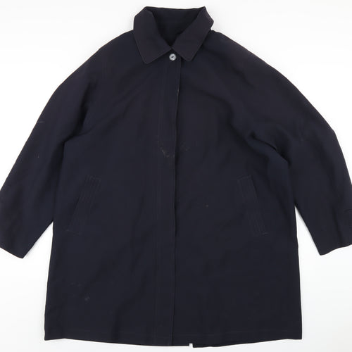 David Barry Womens Blue Overcoat Coat Size 20 Button