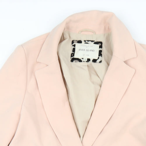 River Island Womens Pink Animal Print Overcoat Coat Size 12 Snap - Leopard Print