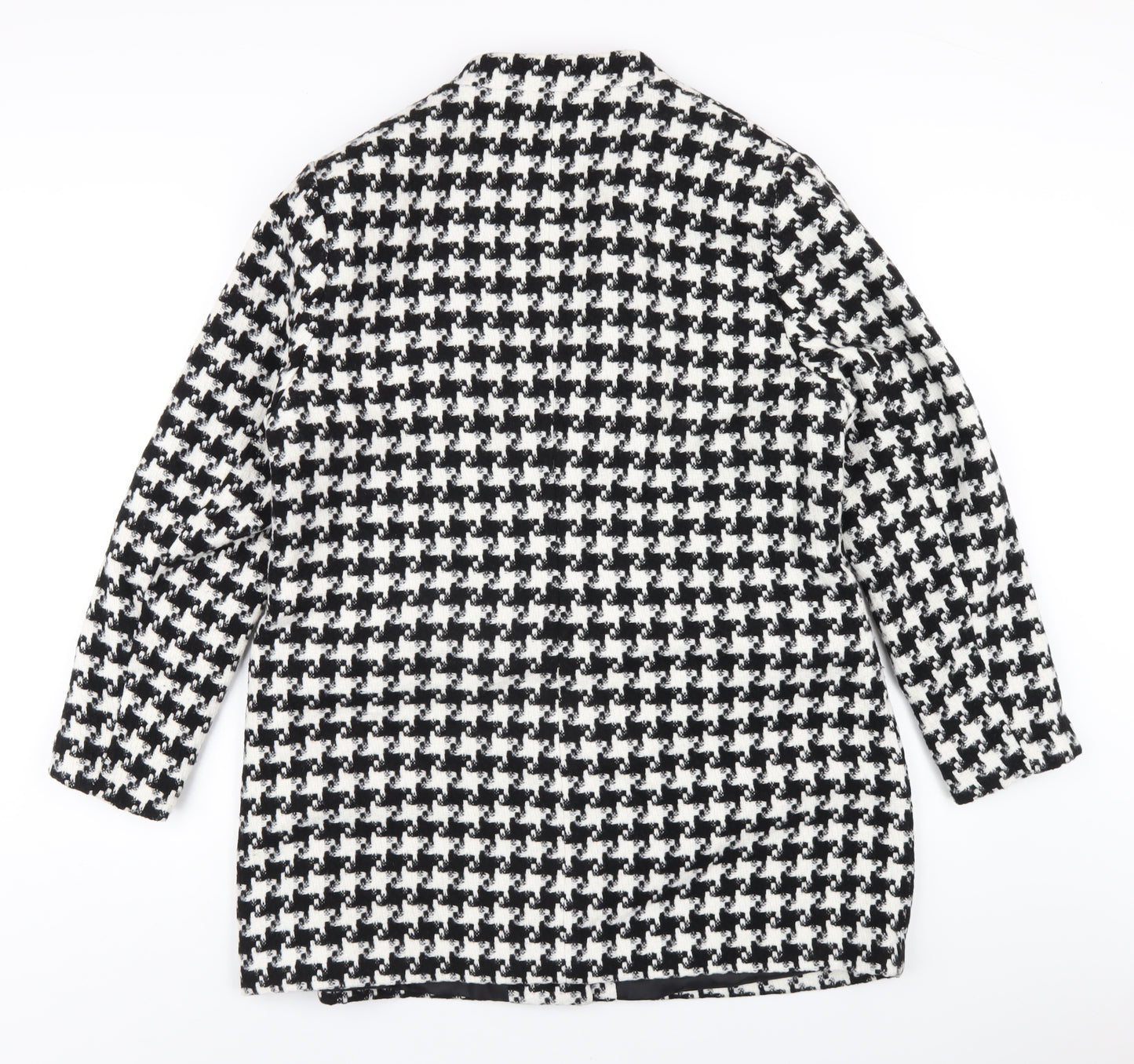 Bonmarché Womens Black Geometric Overcoat Coat Size 18 Button