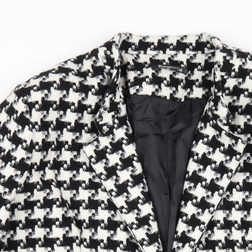 Bonmarché Womens Black Geometric Overcoat Coat Size 18 Button