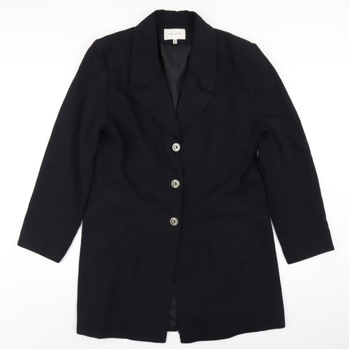 Sasha Womens Blue Jacket Blazer Size 14 Button