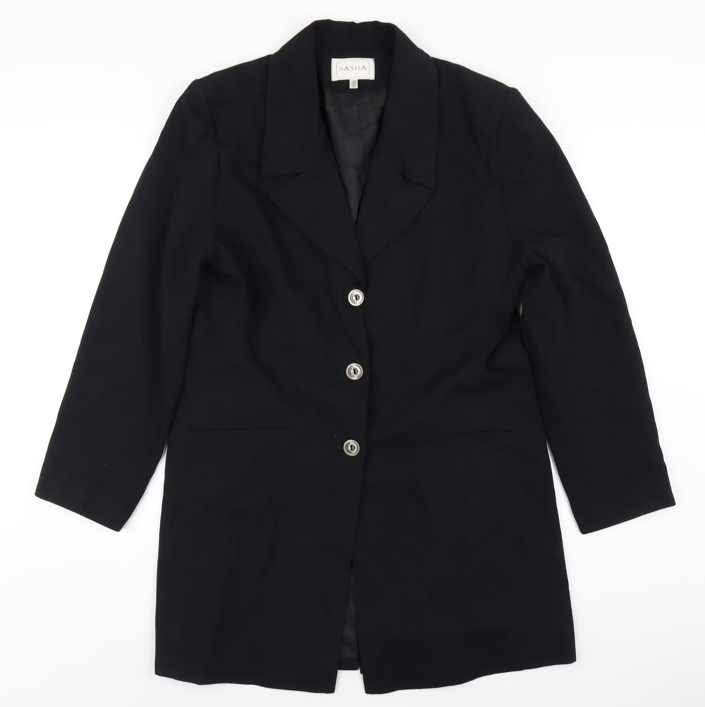 Sasha Womens Blue Jacket Blazer Size 14 Button