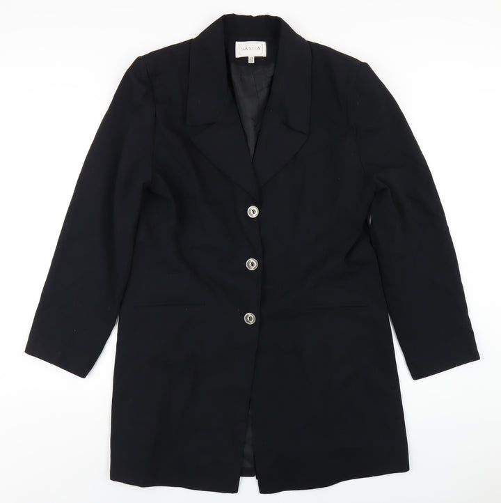 Sasha Womens Blue Jacket Blazer Size 14 Button