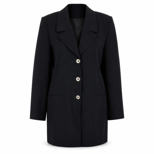 Front view of Sasha women’s blue jacket blazer, size UK 14, button