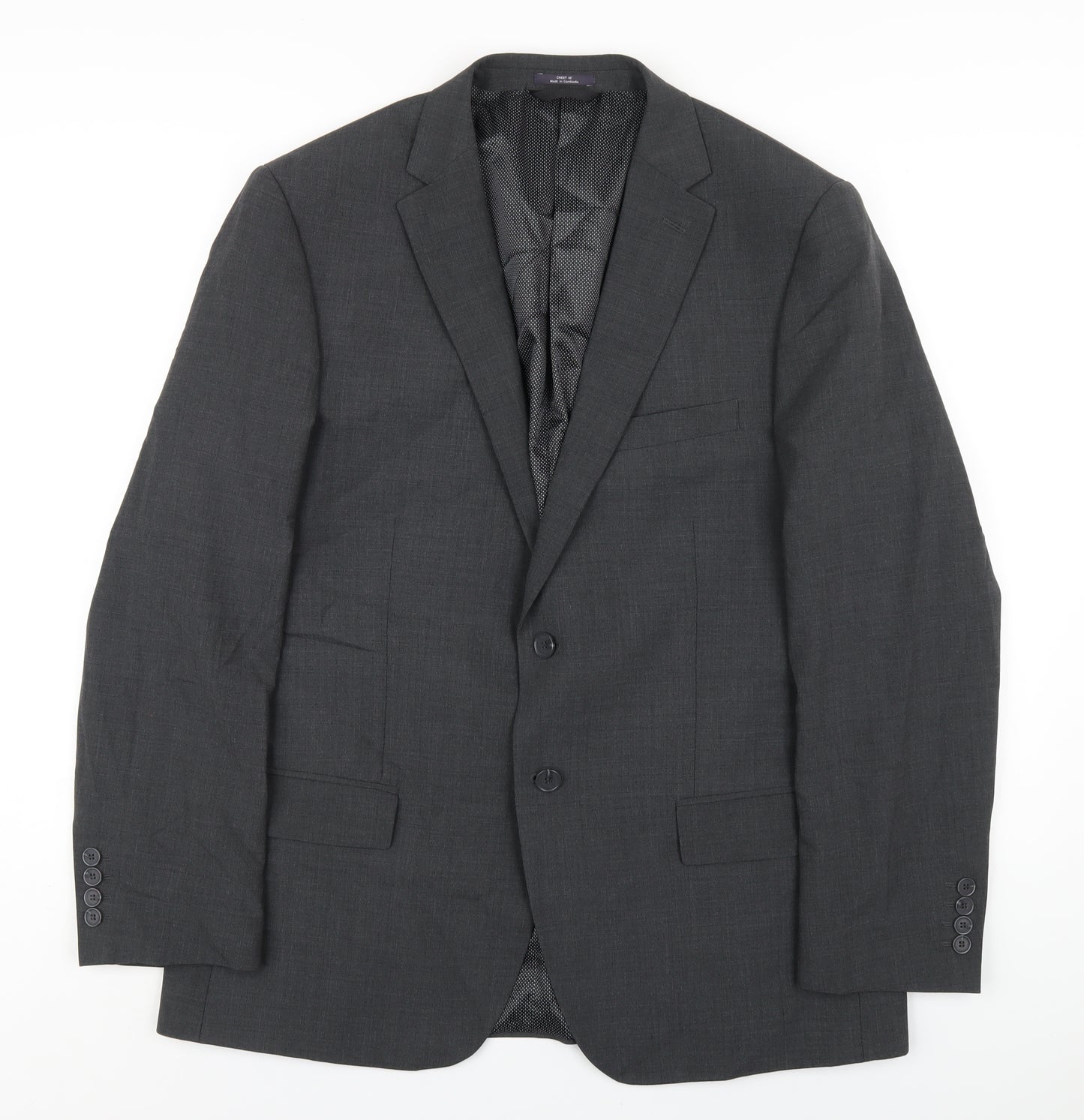 Marks and Spencer Mens Grey Wool Jacket Blazer Size 42 Regular
