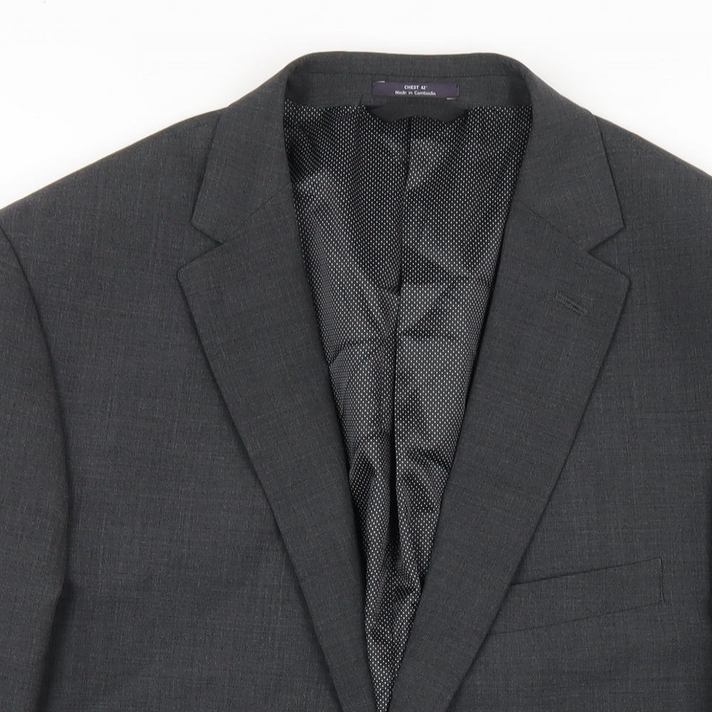 Marks and Spencer Mens Grey Wool Jacket Blazer Size 42 Regular