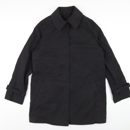 David Barry Womens Black Trench Coat Coat Size 10 Button