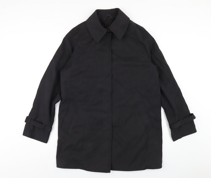 David Barry Womens Black Trench Coat Coat Size 10 Button