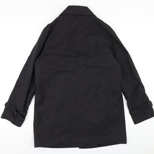 David Barry Womens Black Trench Coat Coat Size 10 Button