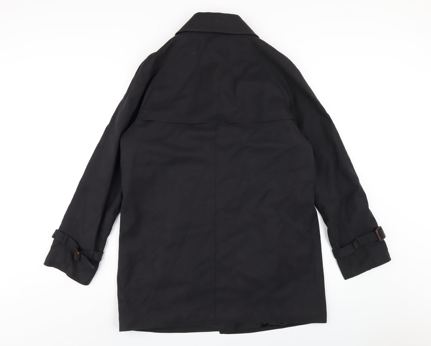 David Barry Womens Black Trench Coat Coat Size 10 Button