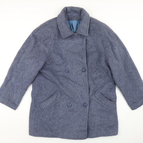 Accolade Womens Blue Overcoat Coat Size 14 Button