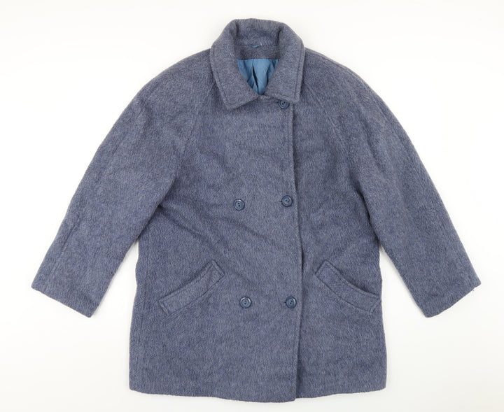 Accolade Womens Blue Overcoat Coat Size 14 Button