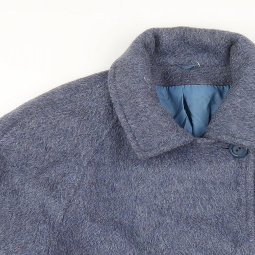 Accolade Womens Blue Overcoat Coat Size 14 Button