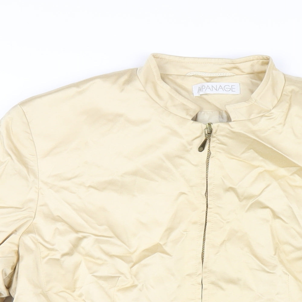 APANAGE Womens Beige Jacket Size 16 Zip