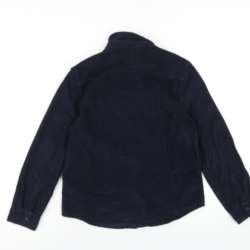 Marks and Spencer Boys Blue Cotton Basic Button-Up Size 10-11 Years Collared Snap