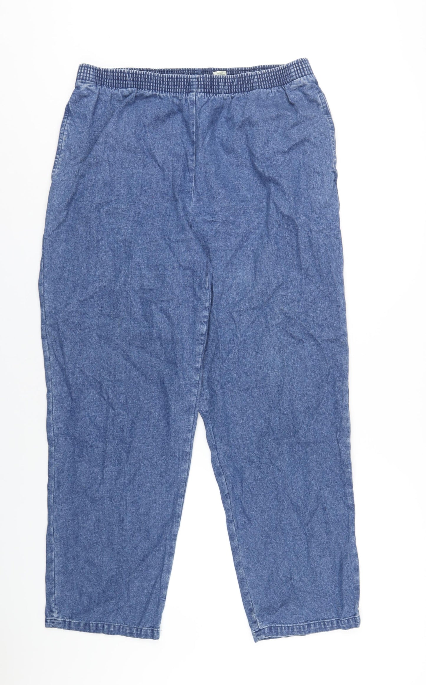 Orvis Womens Blue Cotton Straight Jeans Size L L30 in Regular