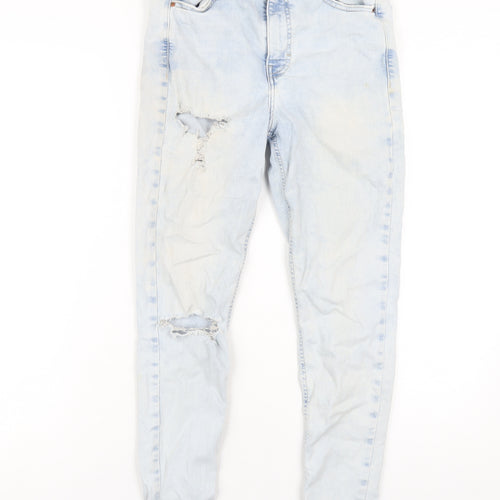 Topshop Womens Blue Cotton Skinny Jeans Size 10 L30 in Regular Zip