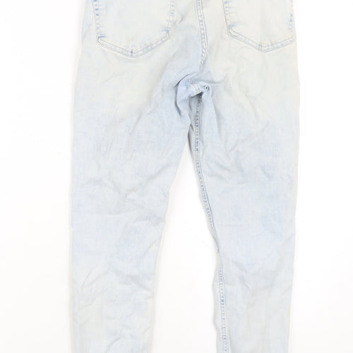 Topshop Womens Blue Cotton Skinny Jeans Size 10 L30 in Regular Zip