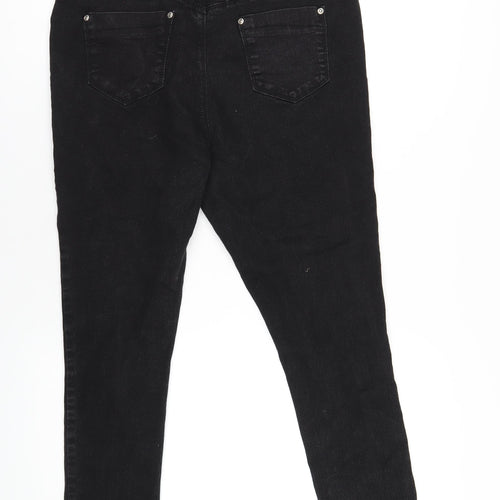 Boohoo Womens Black Cotton Skinny Jeans Size 12 L28 in Regular