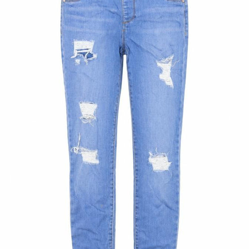 River Island Girls Blue Cotton Skinny Jeans Size 9 Years L24 in Regular Zip
