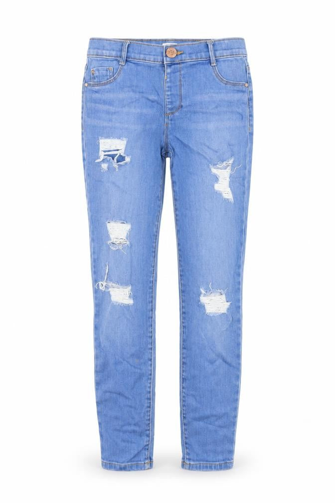 River Island Girls Blue Cotton Skinny Jeans Size 9 Years L24 in Regular Zip