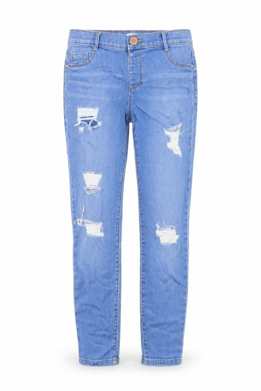 River Island Girls Blue Cotton Skinny Jeans Size 9 Years L24 in Regular Zip