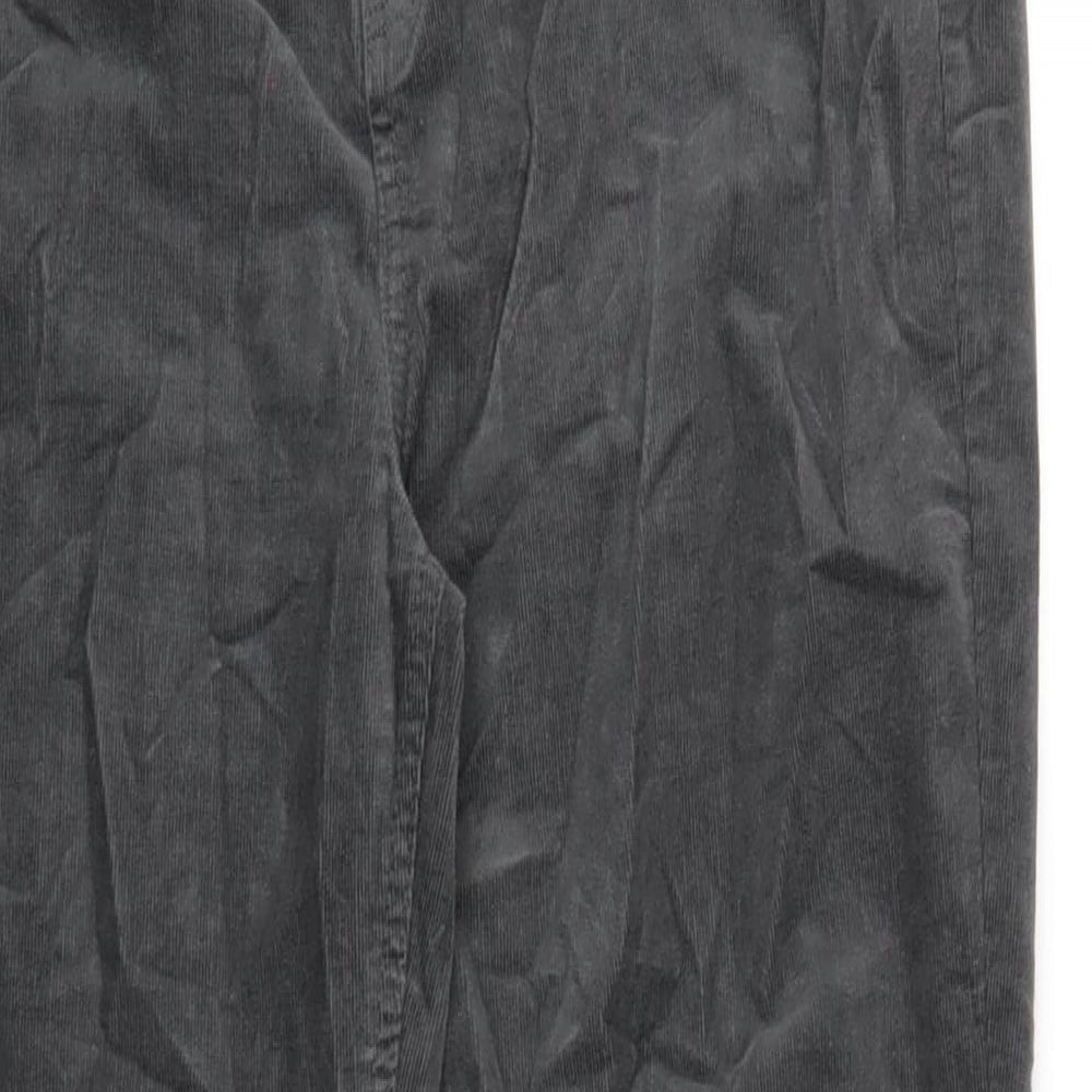 Marks and Spencer Womens Grey Cotton Trousers Size 16 L31 in Regular Zip
