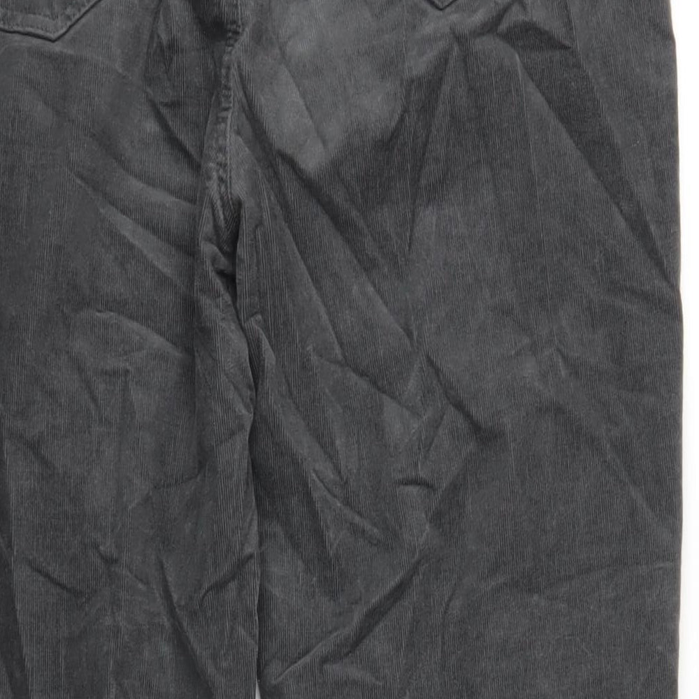 Marks and Spencer Womens Grey Cotton Trousers Size 16 L31 in Regular Zip