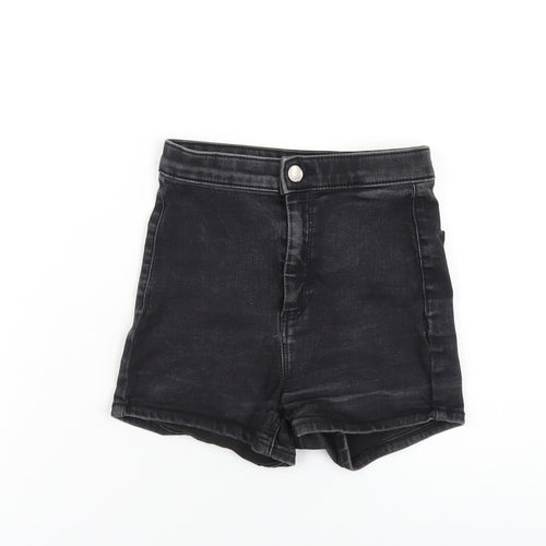 Topshop Womens Black Cotton Hot Pants Shorts Size 8 L3 in Regular Zip