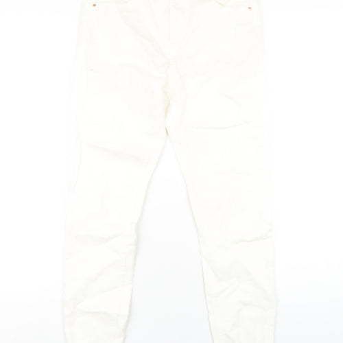 Denim & Co. Womens White Cotton Skinny Jeans Size 12 L28 in Regular Zip