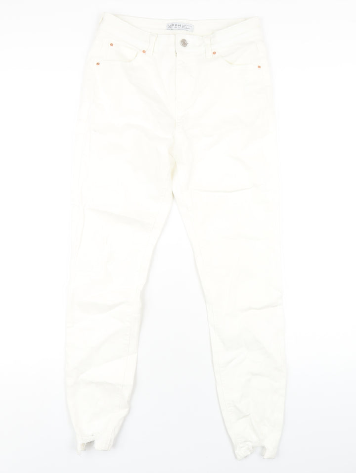 Denim & Co. Womens White Cotton Skinny Jeans Size 12 L28 in Regular Zip