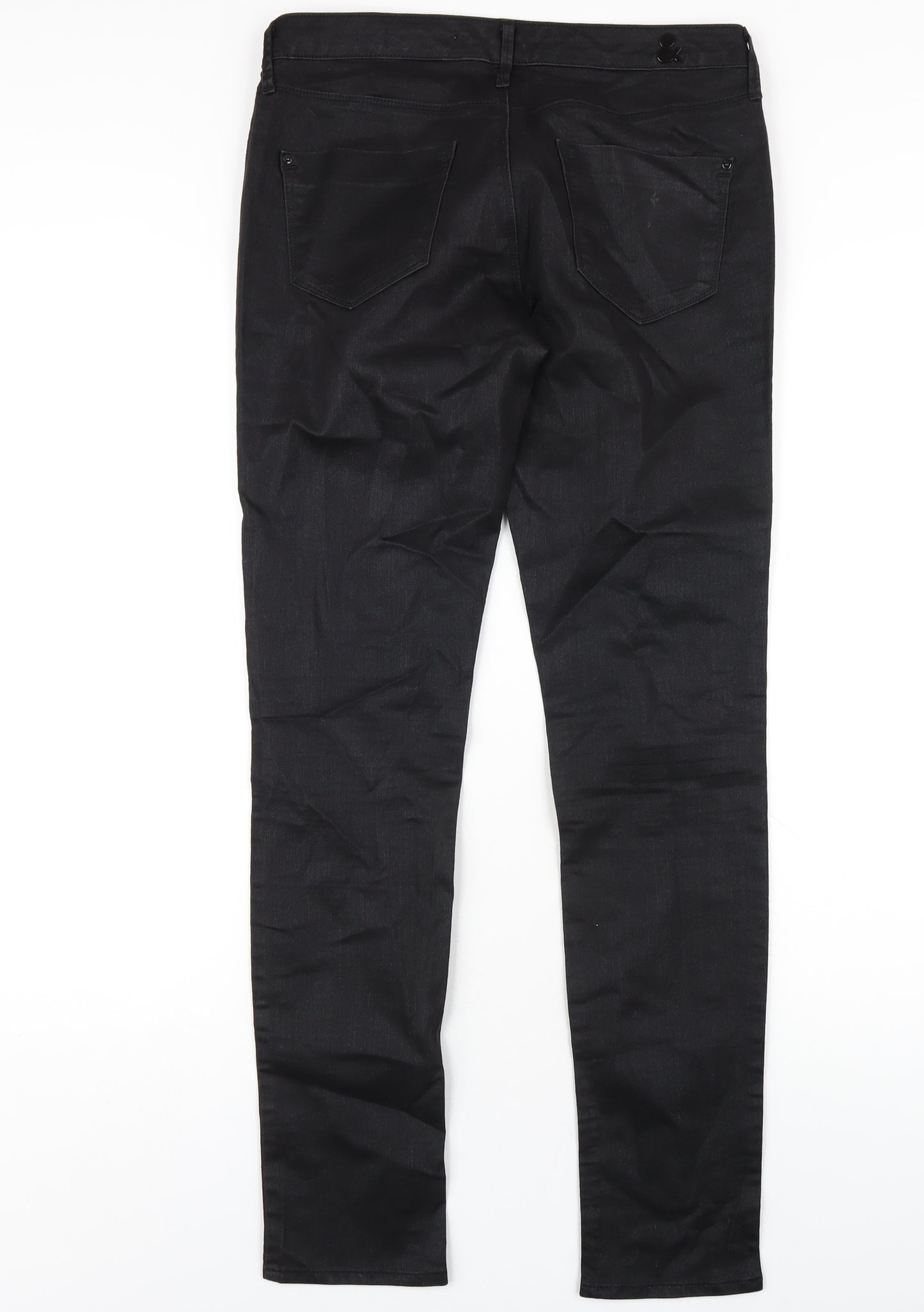H&M Womens Black Cotton Skinny Jeans Size 10 L32 in Regular Zip
