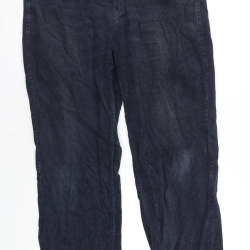 Avenue Mens Blue Cotton Trousers Size 36 in L31 in Regular Zip