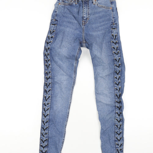 Topshop Womens Blue Cotton Skinny Jeans Size 25 in L32 in Regular Zip