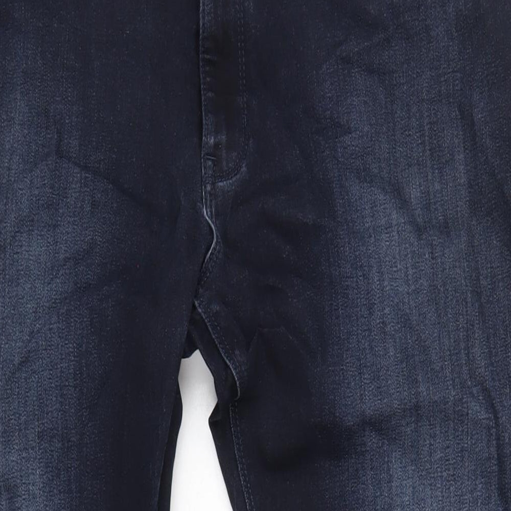 Marks and Spencer Mens Blue Cotton Straight Jeans Size 38 in L31 in Regular Zip