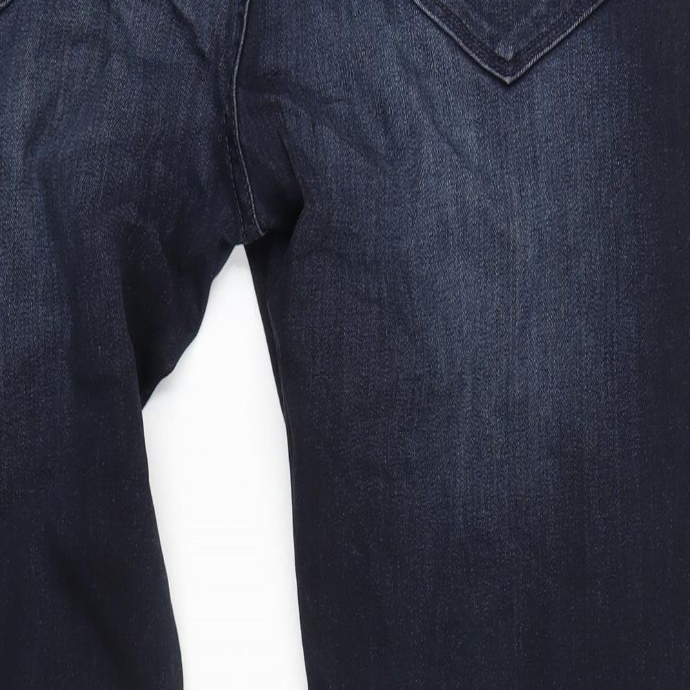 Marks and Spencer Mens Blue Cotton Straight Jeans Size 38 in L31 in Regular Zip