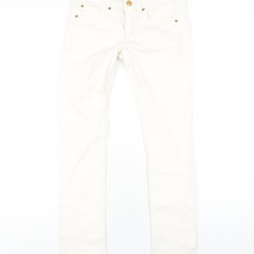 Topshop Womens Ivory Cotton Straight Jeans Size 26 in L30 in Regular Zip