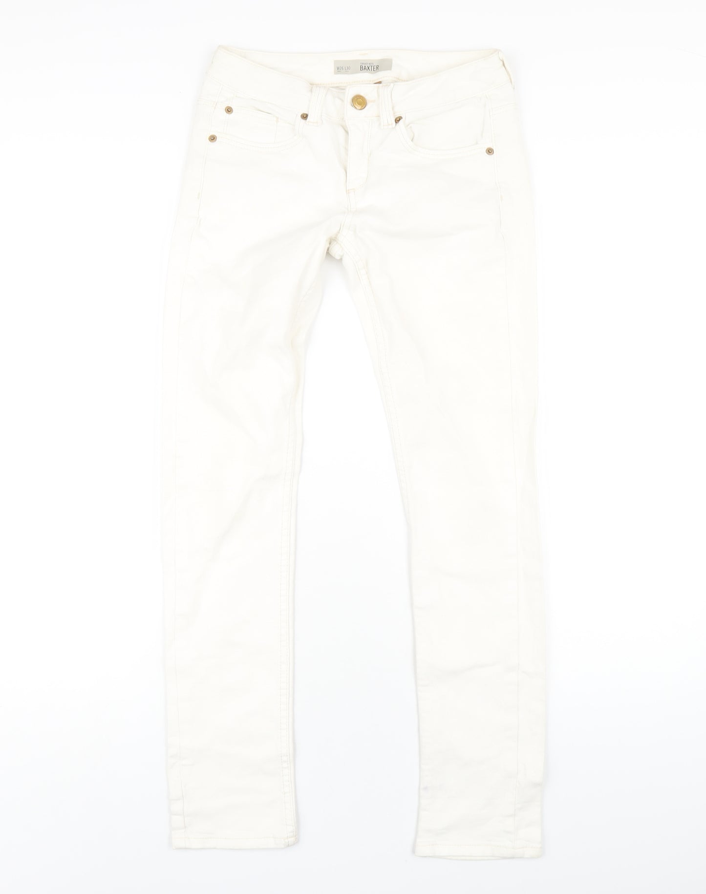 Topshop Womens Ivory Cotton Straight Jeans Size 26 in L30 in Regular Zip