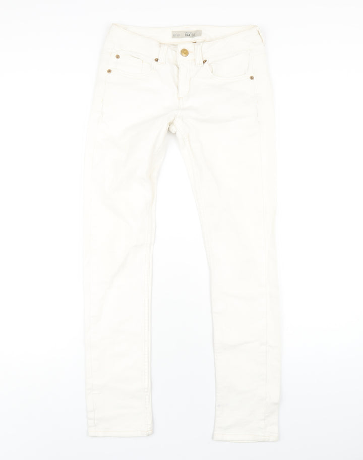 Topshop Womens Ivory Cotton Straight Jeans Size 26 in L30 in Regular Zip