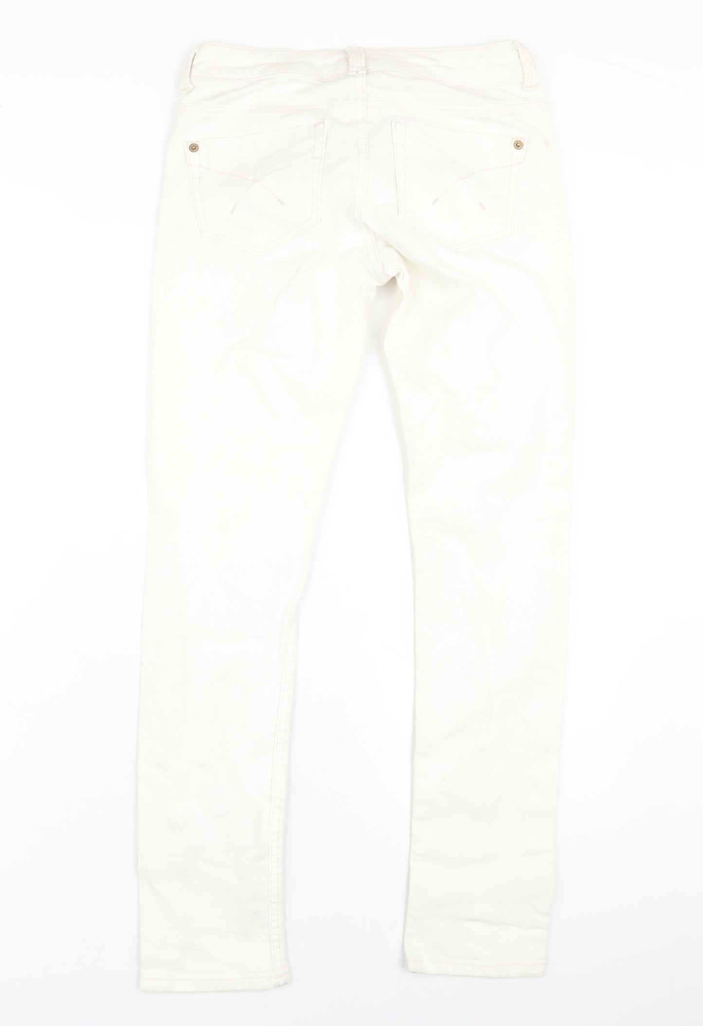 Topshop Womens Ivory Cotton Straight Jeans Size 26 in L30 in Regular Zip