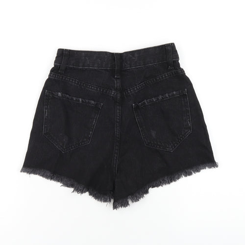 Denim & Co. Womens Black Cotton Cut-Off Shorts Size 4 Regular Zip
