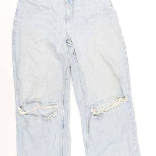 ASOS Womens Blue Cotton Wide-Leg Jeans Size 30 in L32 in Regular Zip